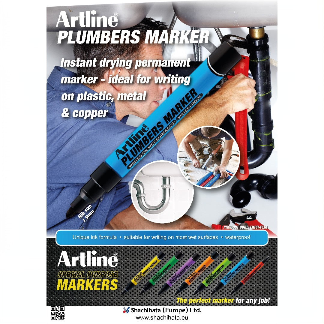 Artline Plumbers Marker Svart 12/fp