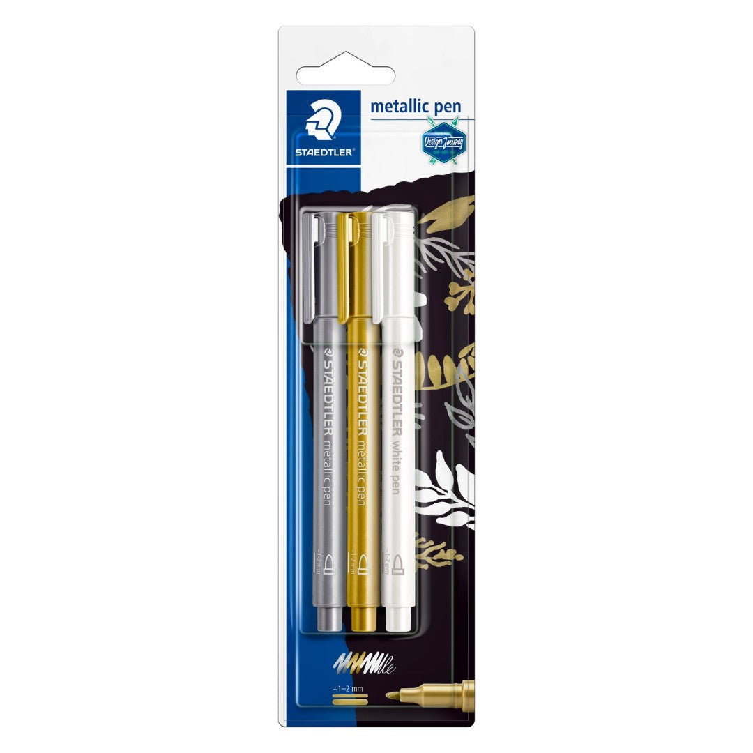 Staedtler Metallic Marker Set Guld/Silver/Vit 3/fp