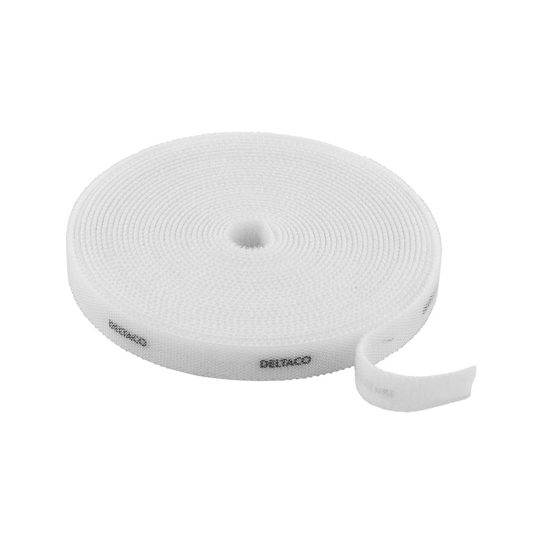 Deltaco Kabelhållare Kardborrband 10mm Vit