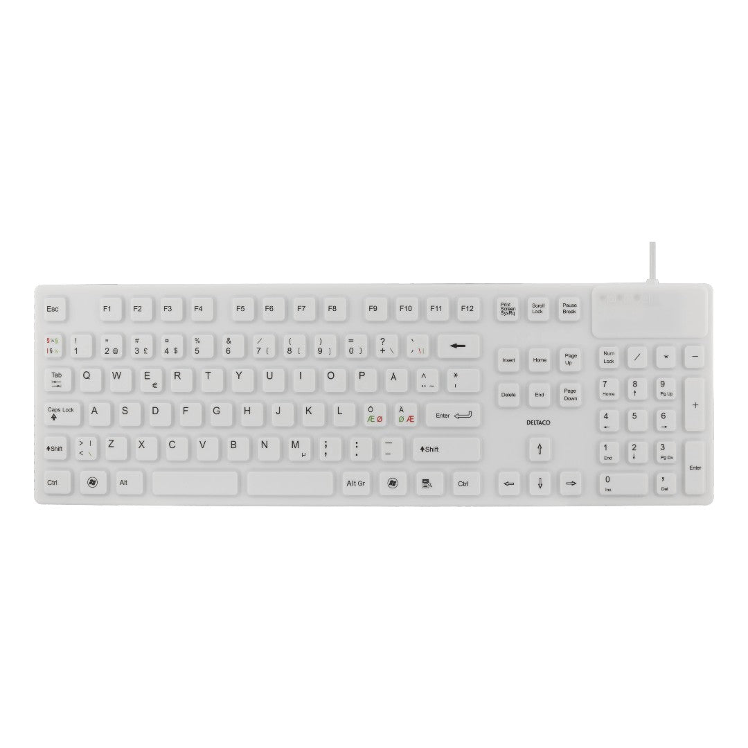 Deltaco Tangentbord Silikon IP68 Vit