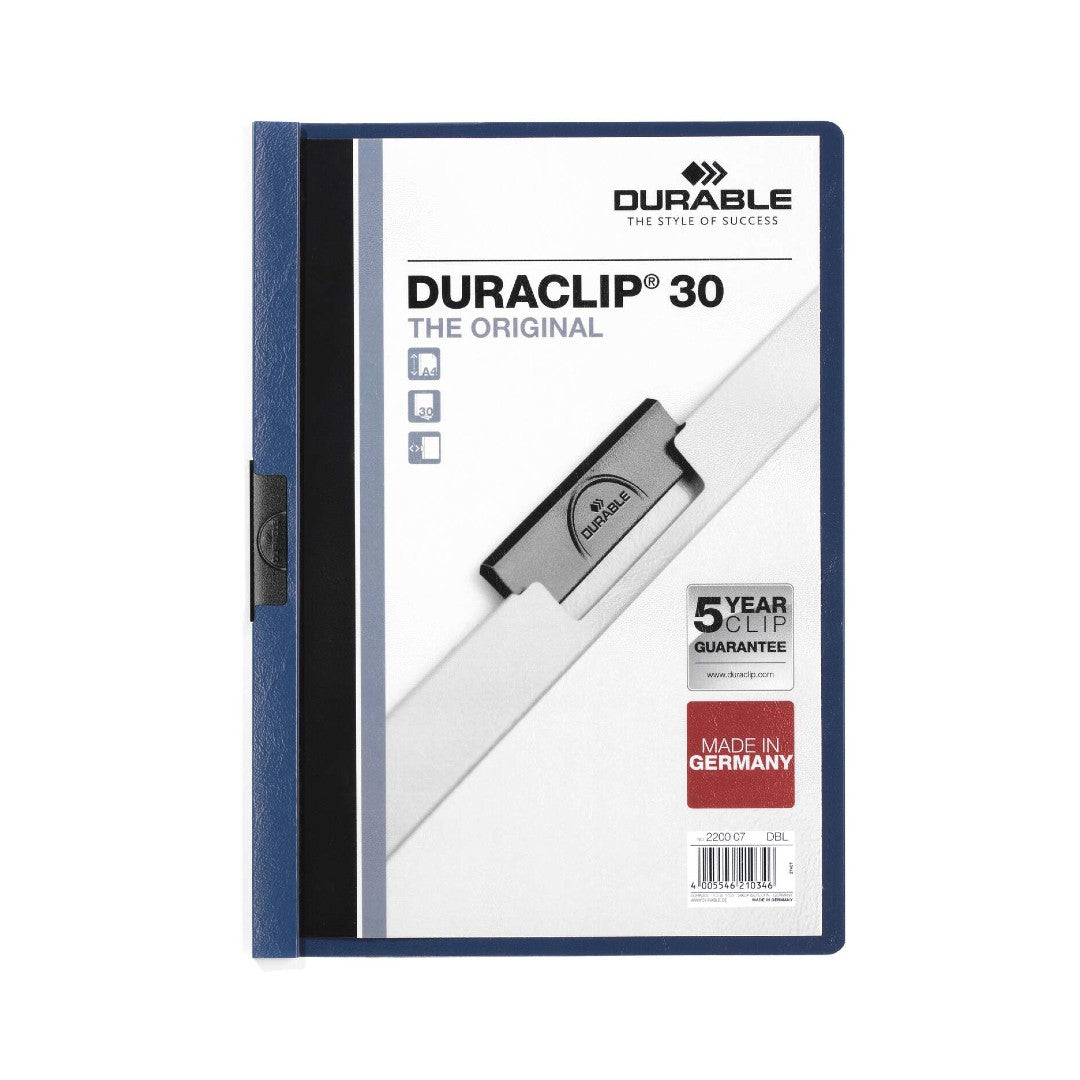 Durable Klämmapp Duraclip A4 blå, 30 blad