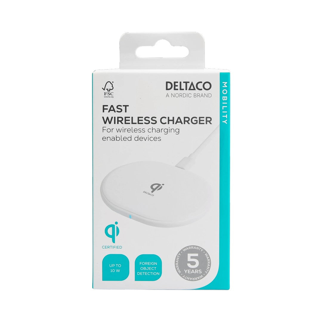 Deltaco Trådlös Laddare 10W USB-C Qi