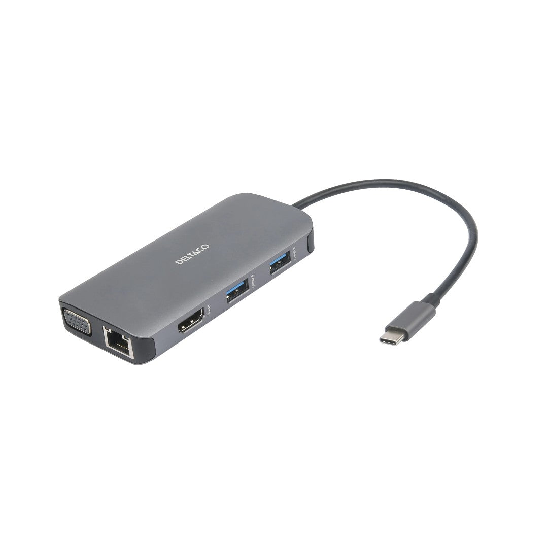 Deltaco USB-C Dockningsstation 9-i-1 85W