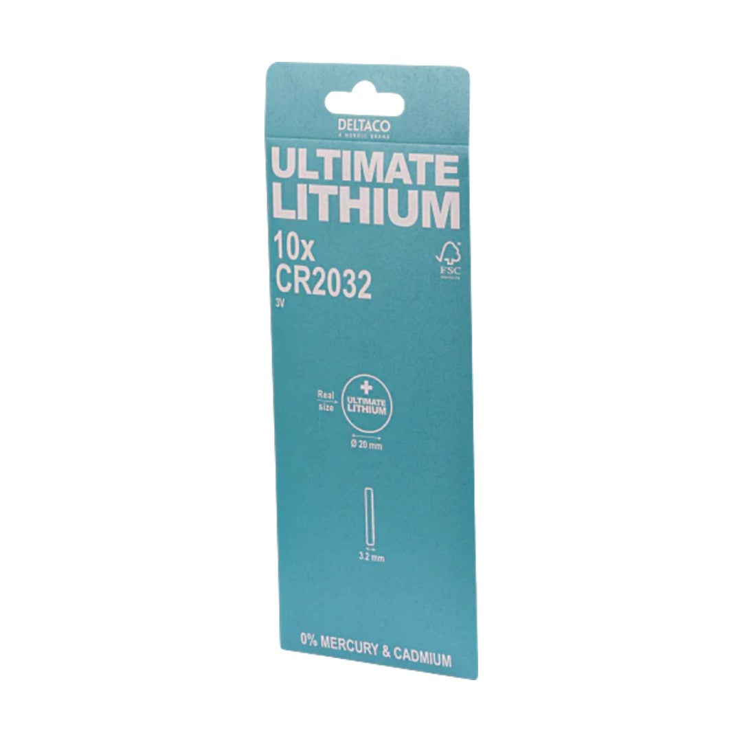 Deltaco Knappcellsbatteri CR2032 10/fp