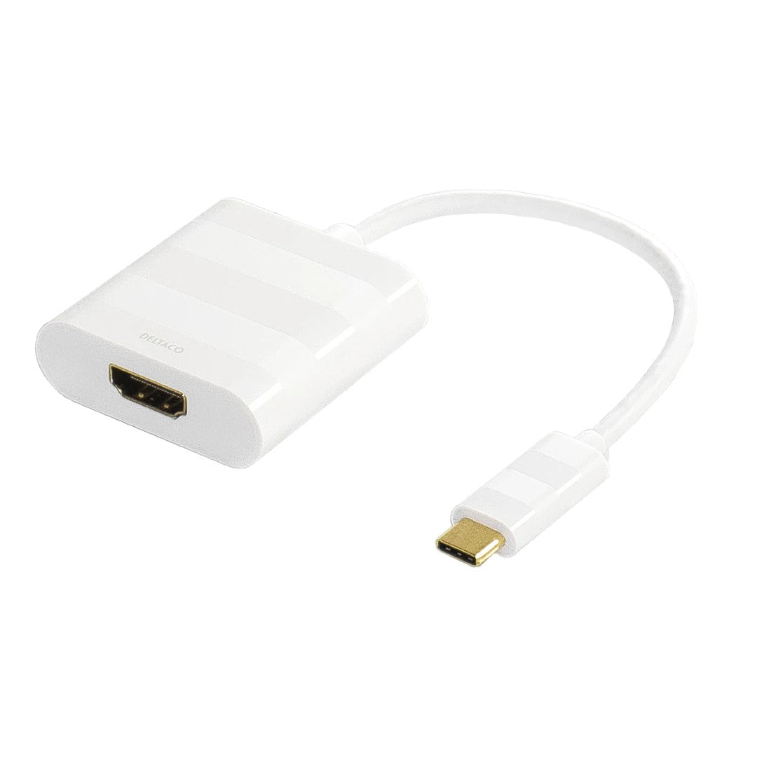 Deltaco Adapter USB-C till HDMI 0.2m Vit