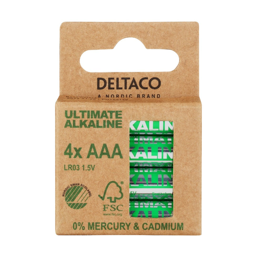 Deltaco Alkaliska Batterier AAA 4/fp