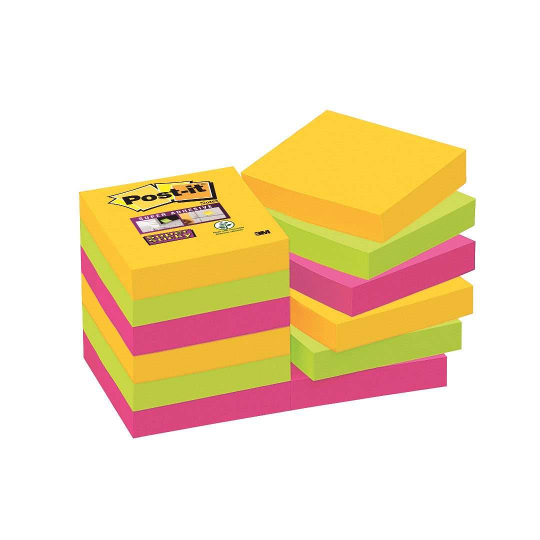 Post-it Notes Super Sticky Carniva 47,6x47,6mm 12/fp