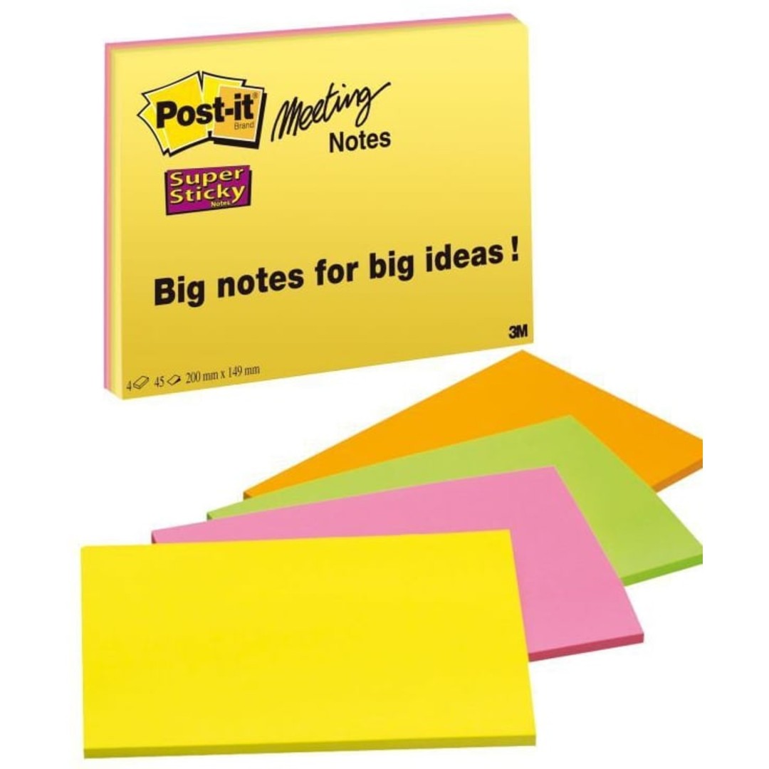 Post-it Super Sticky Mötesanteckningar 200x149mm 4/fp