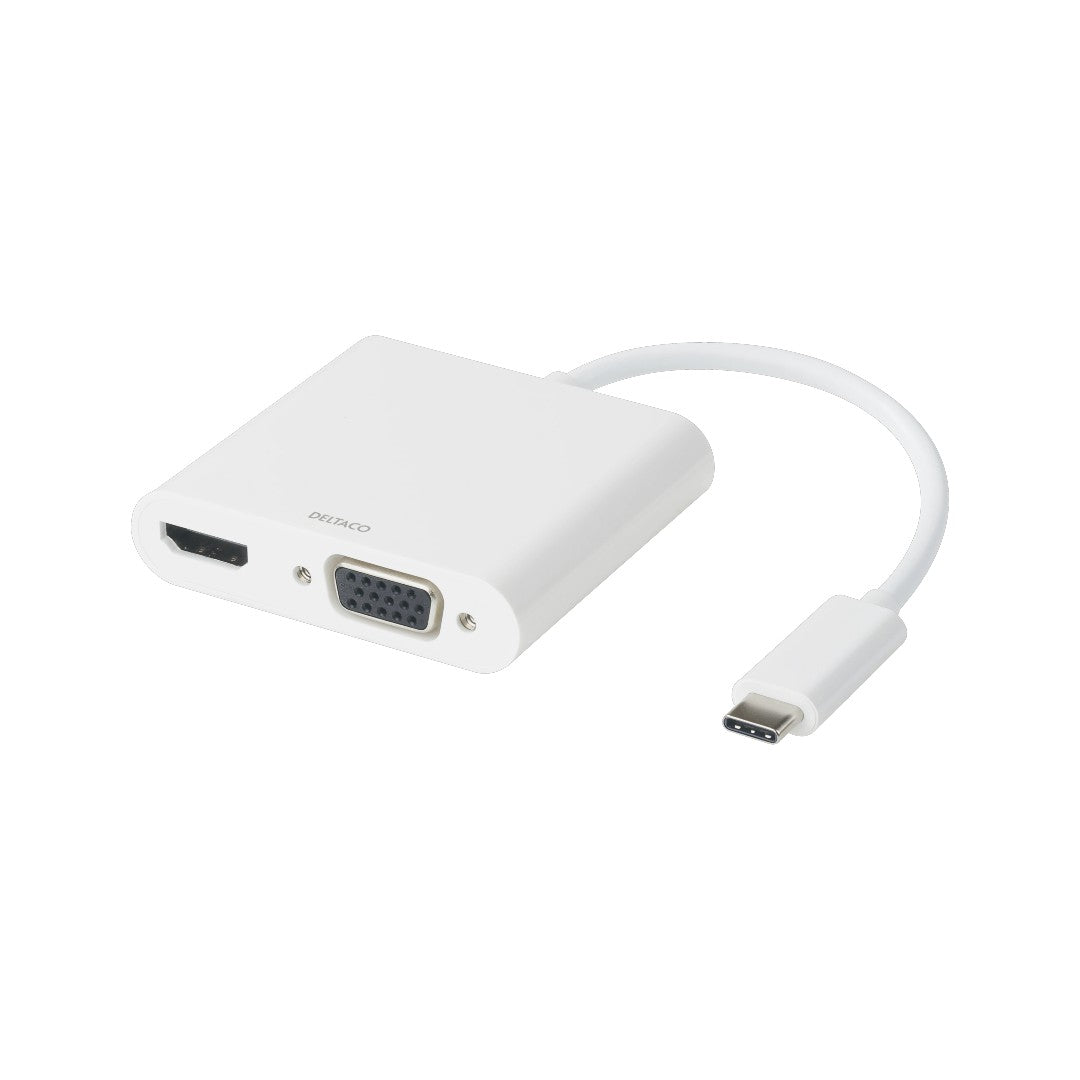Deltaco Adapter HDMI/VGA/Ljud/USB-C Vit