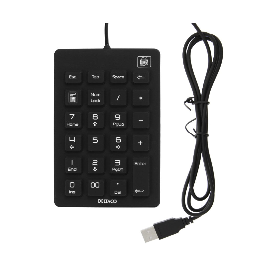Deltaco Numeriskt Tangentbord Silikon IP68 Svart