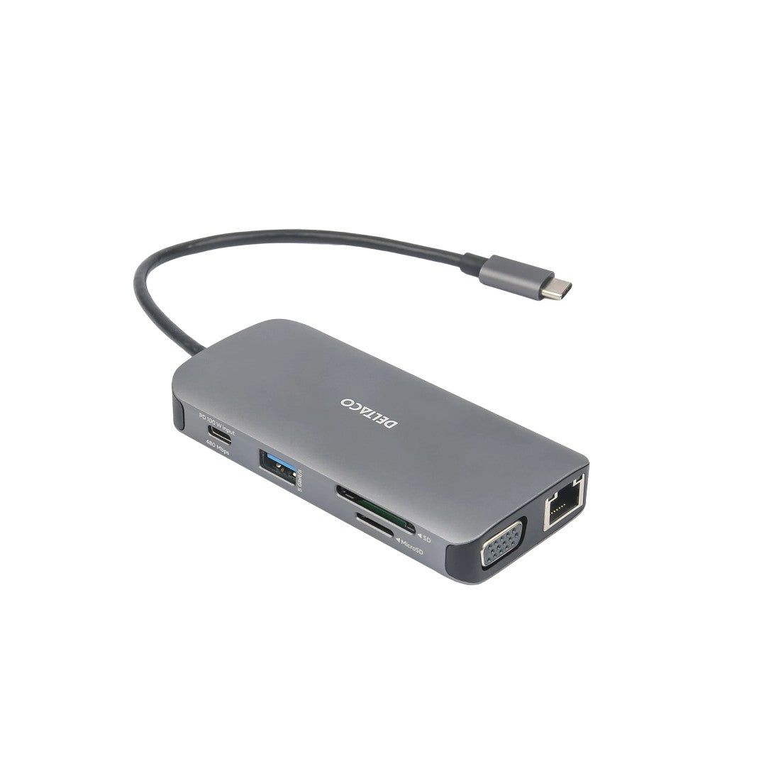 Deltaco USB-C Dockningsstation 9-i-1 85W