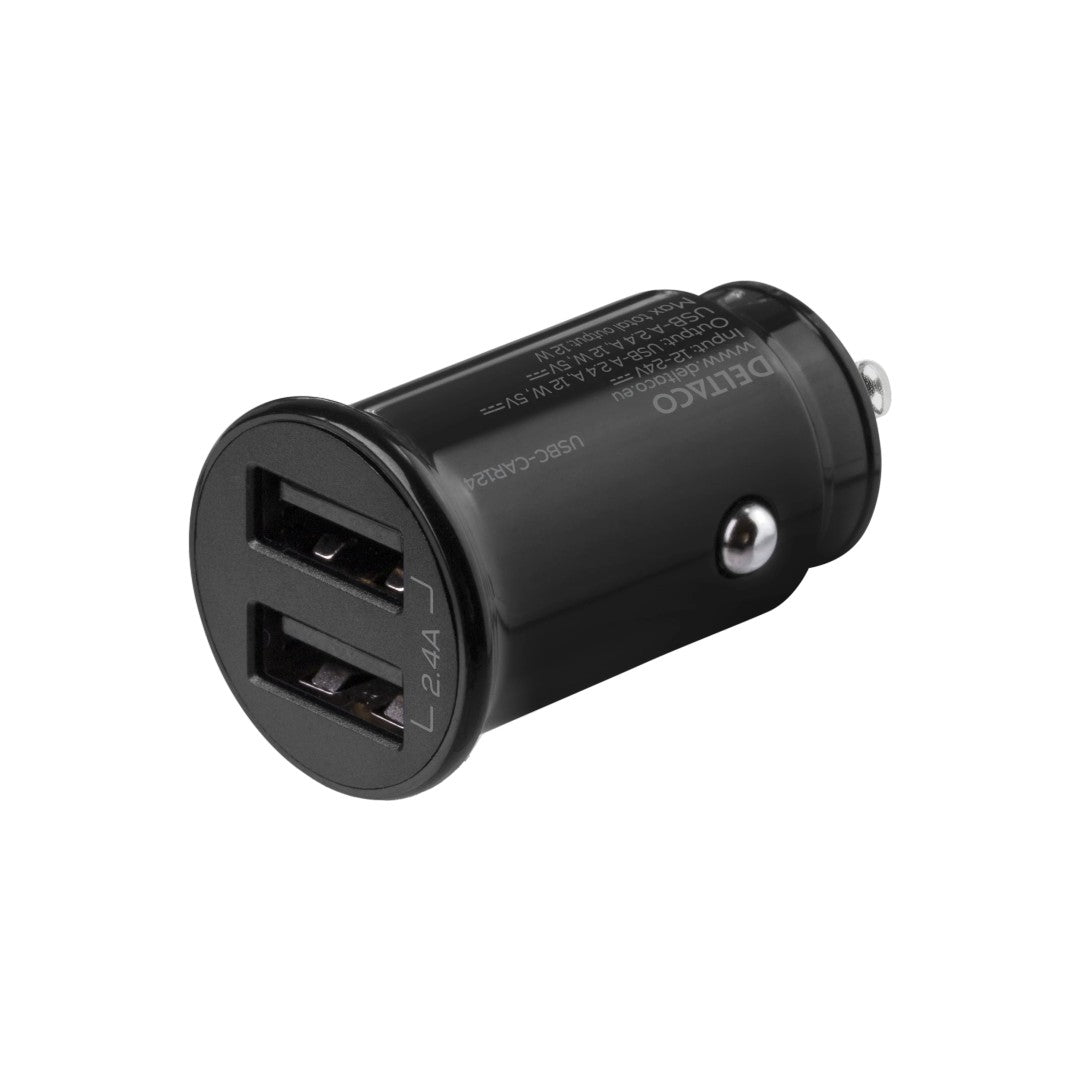 Deltaco Billaddare Dubbla USB-A Portar 12W