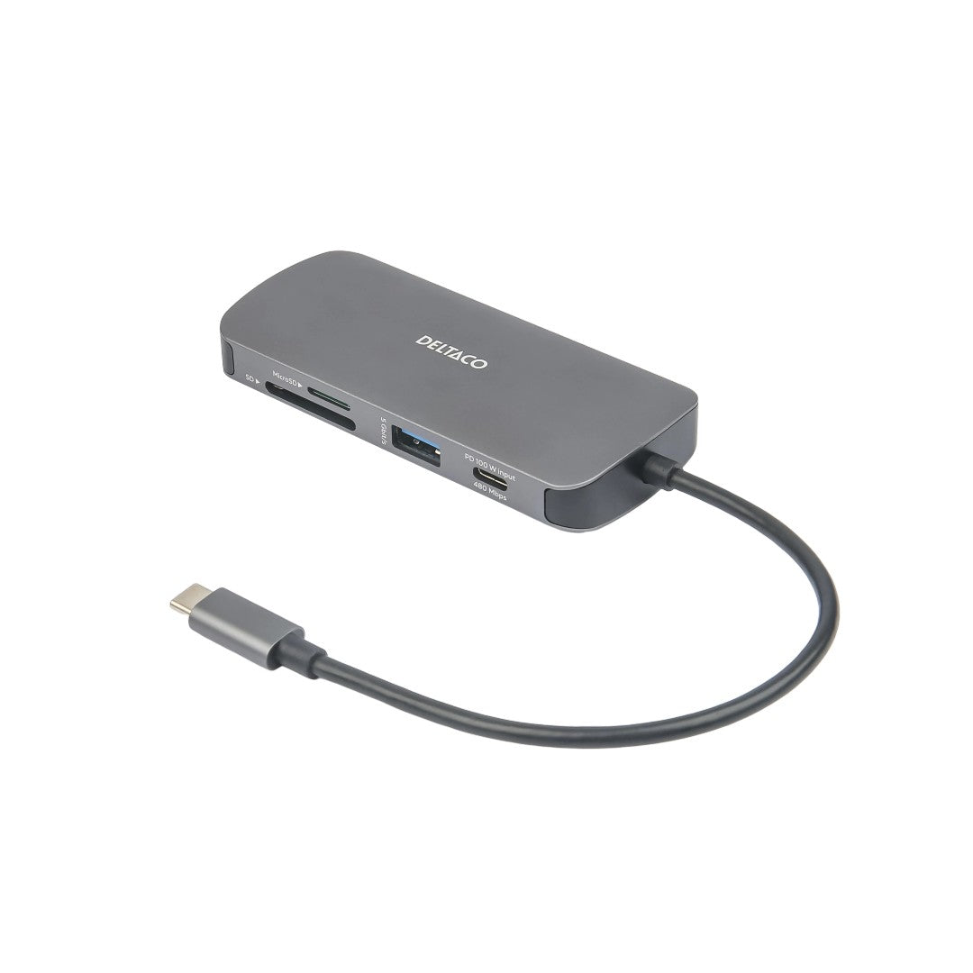 Deltaco USB-C Dockningsstation 8-i-1 85W