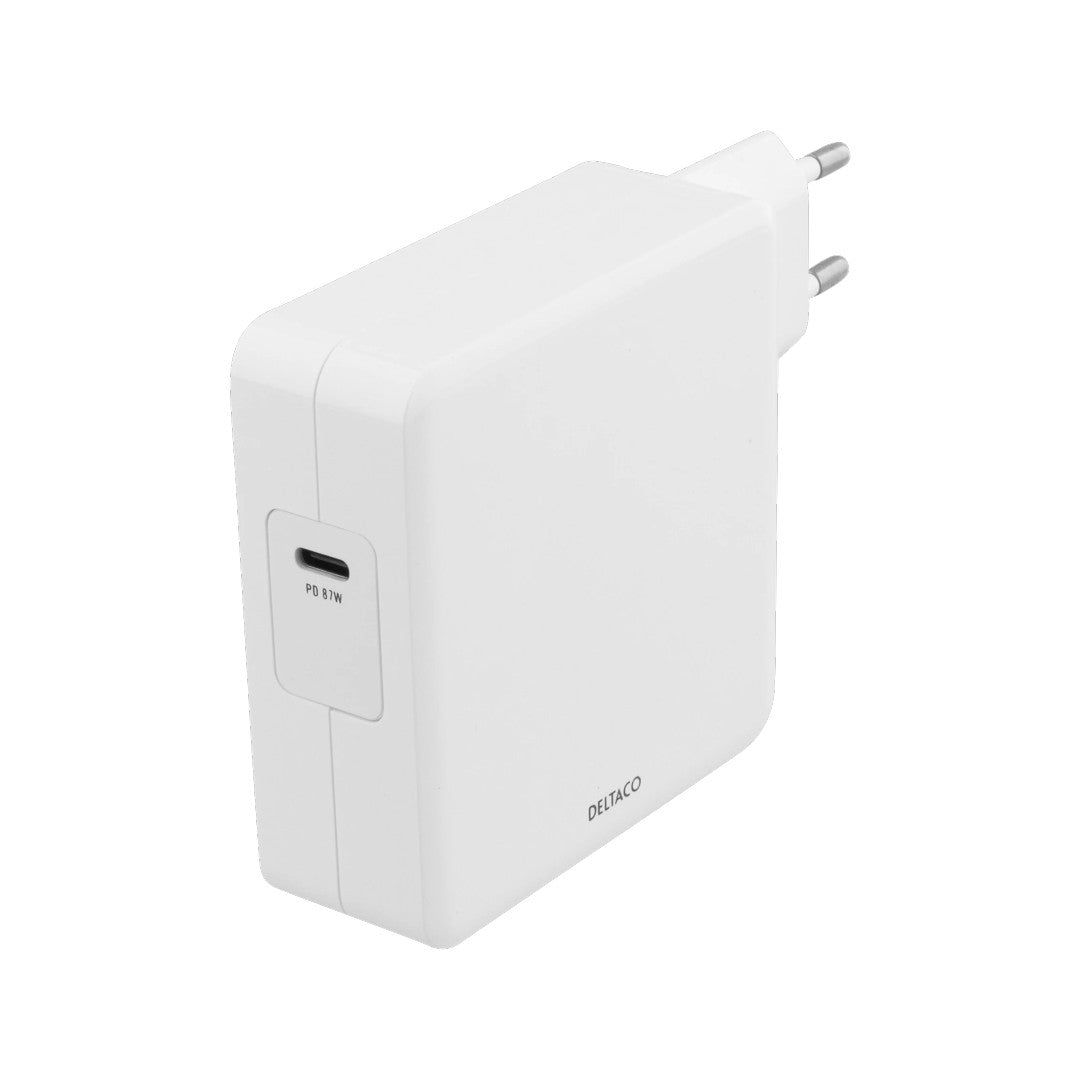 Deltaco USB-C Nätadapter 87W Power Delivery Vit