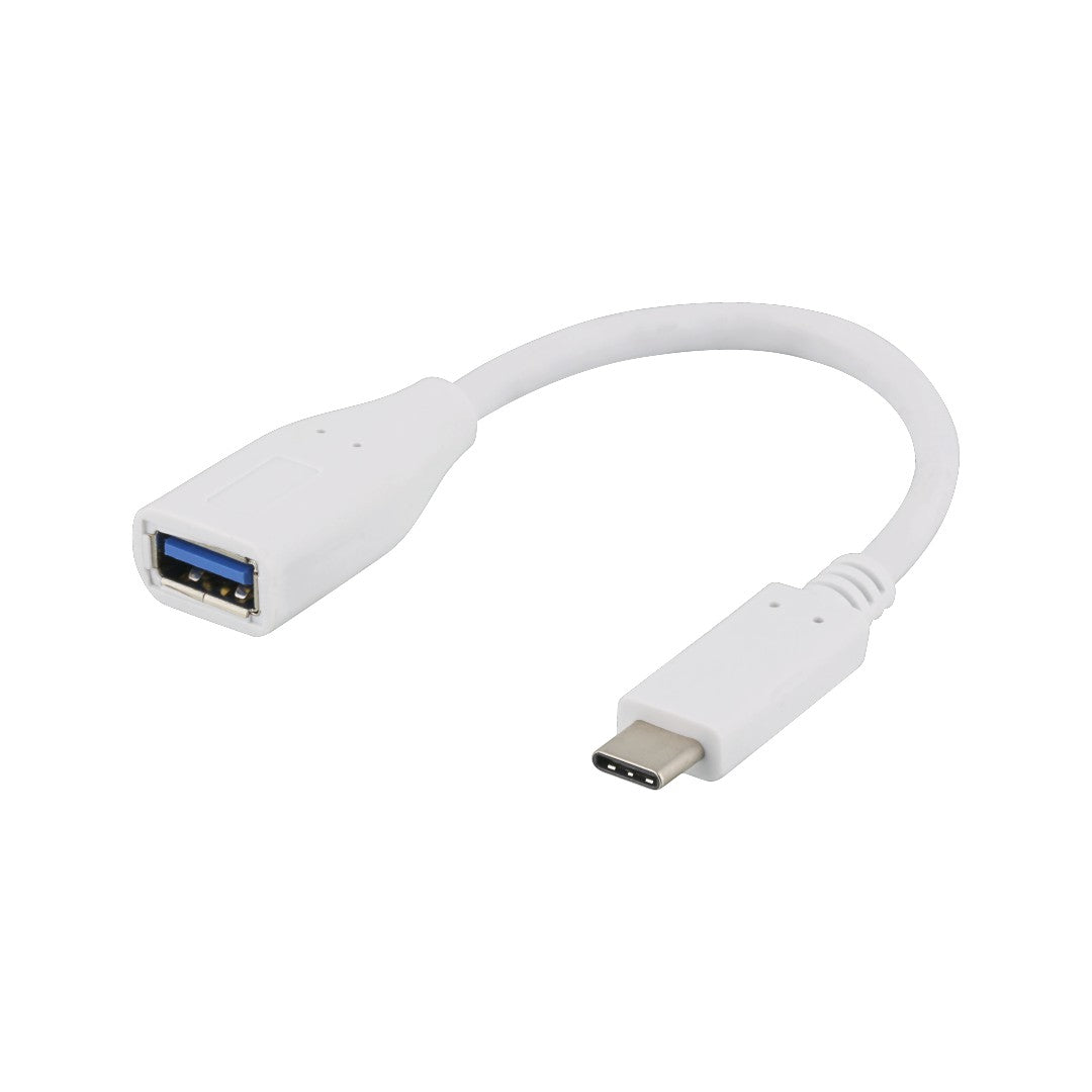 Deltaco Adapter USB-C Hane till USB-A Hona Vit