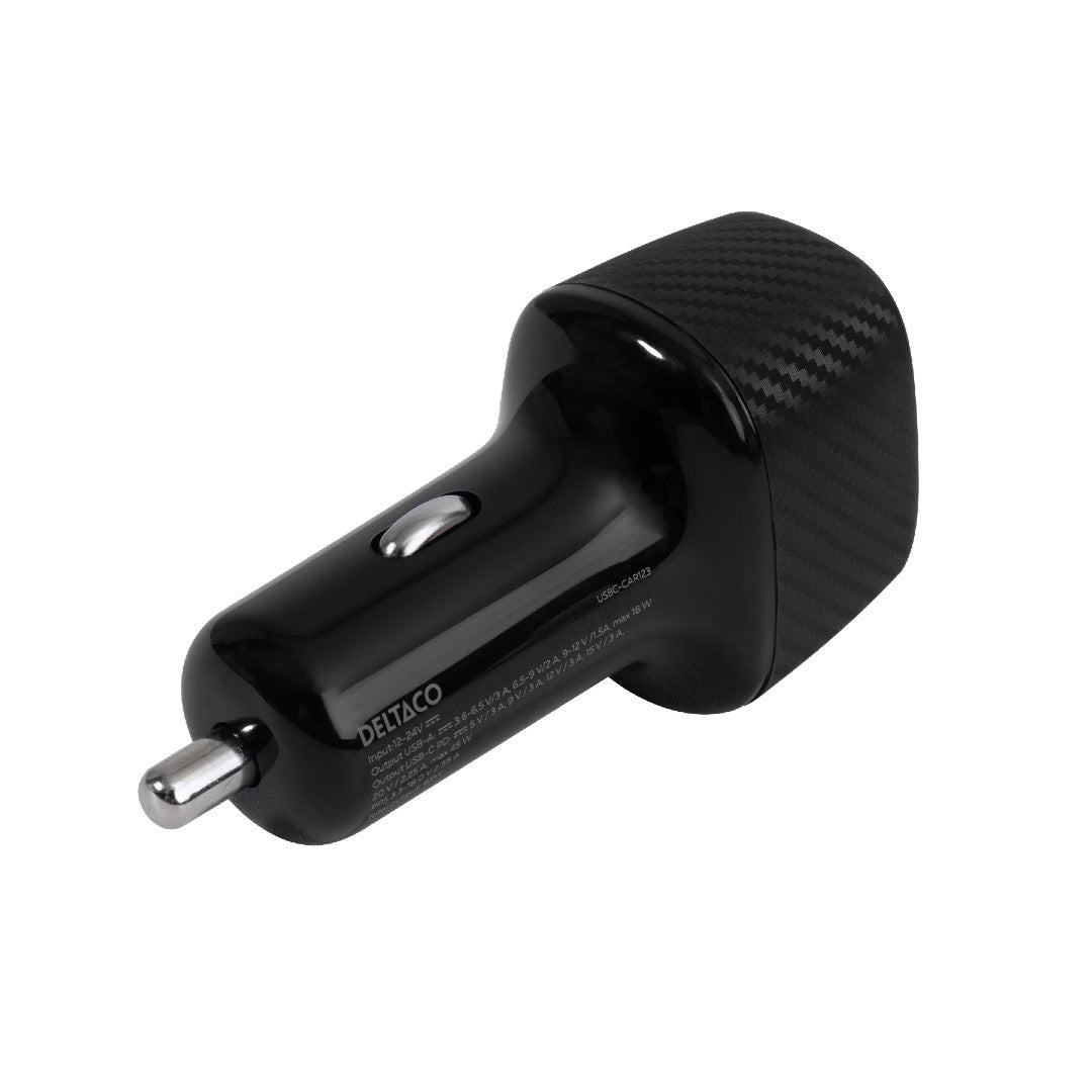 Deltaco Billaddare 1x USB-A & 1x USB-C PD 63W