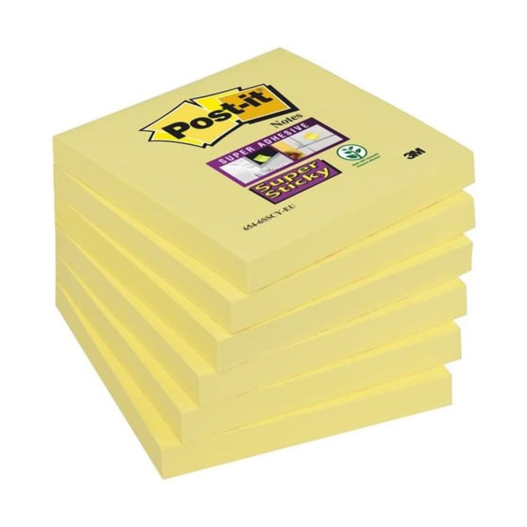 Post-it Notes Super Sticky 76x76mm Gul 6/fp