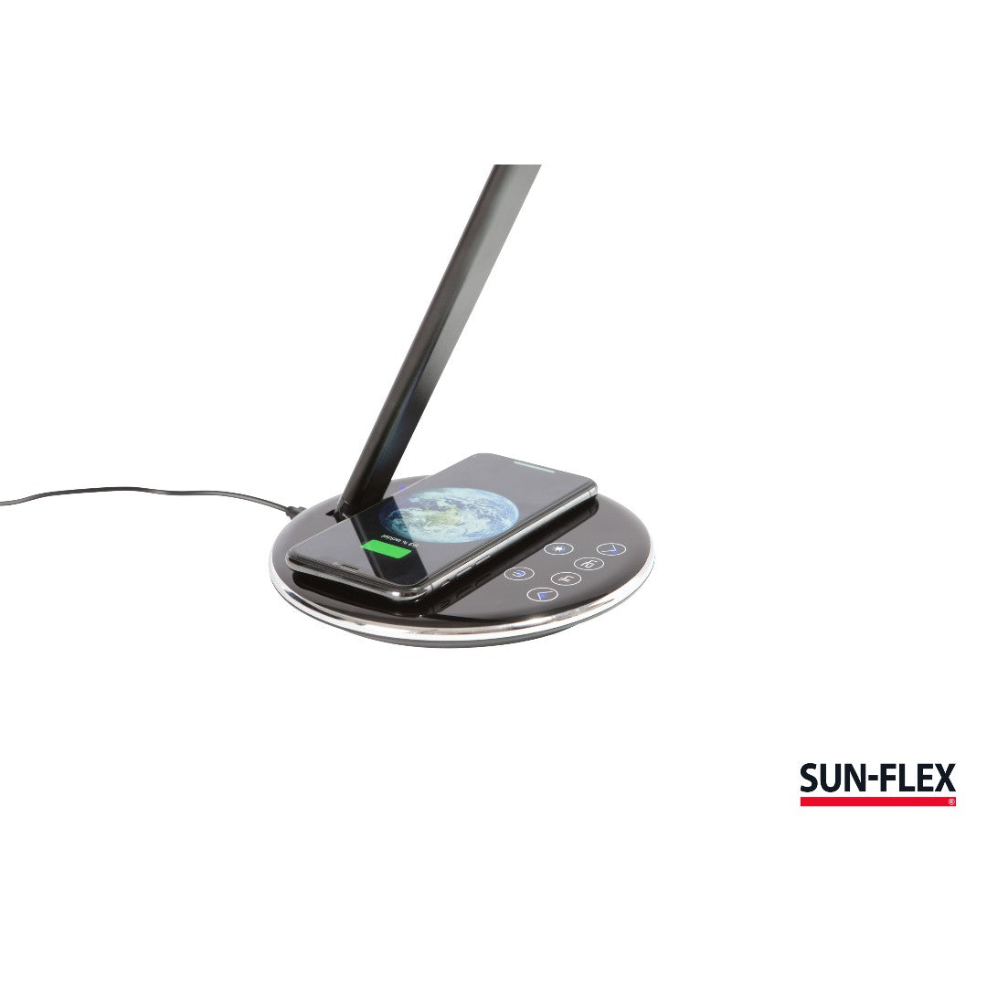 Sun-Flex Qlite Skrivbordslampa med QI-laddare, Obsidian Black