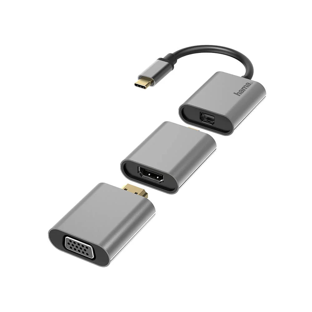 Hama Video och Media Adapter 6-i-1 USB-C HDMI Mini-DisplayPort VGA