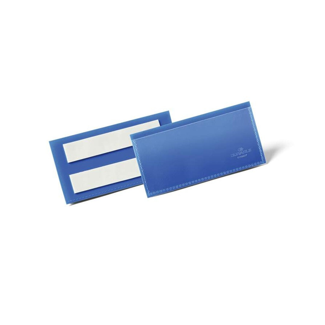 Durable Etiketthållare 100x38mm självhäftande Blå 50/fp