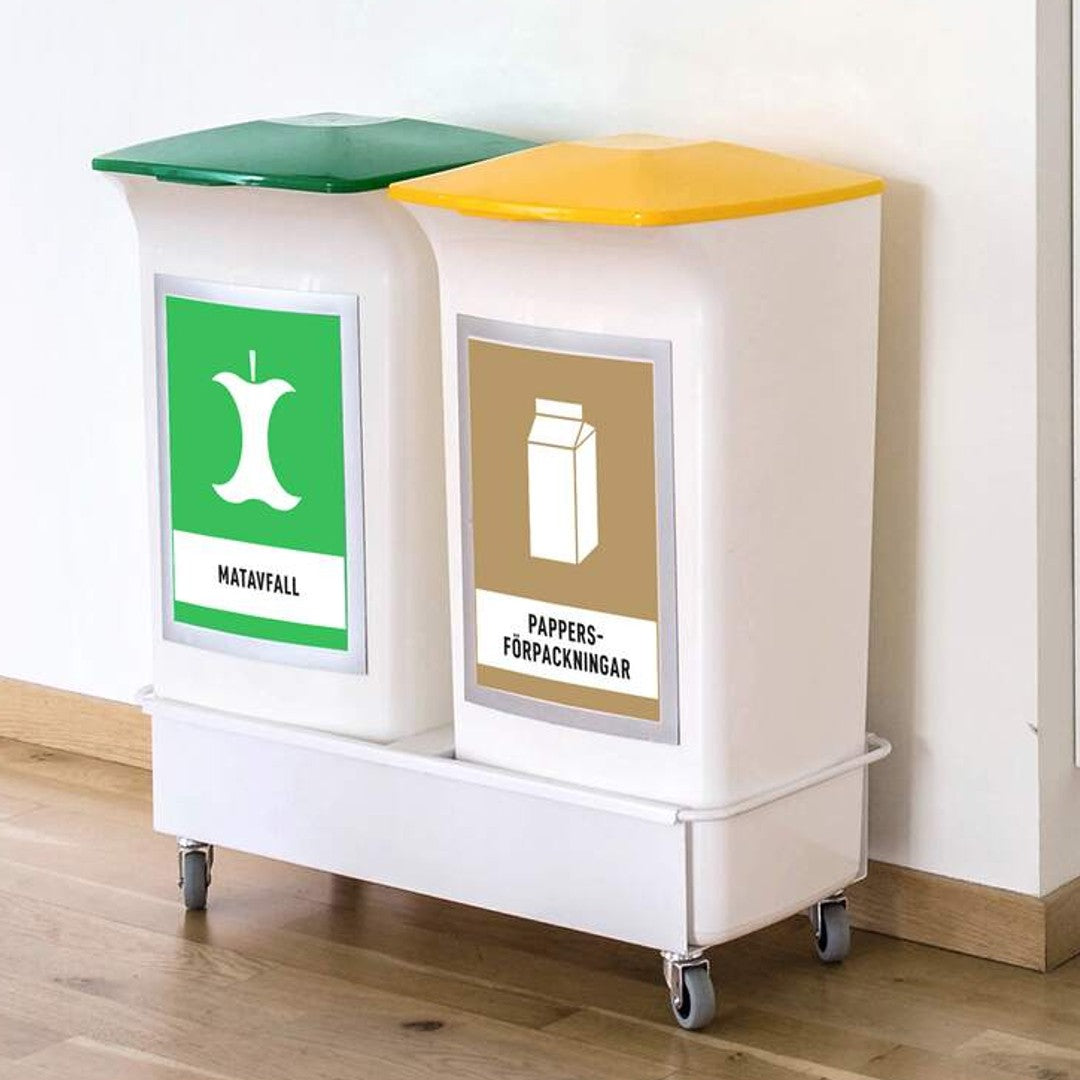 Durable Återvinningsvagn 2x40L tunnor + lock