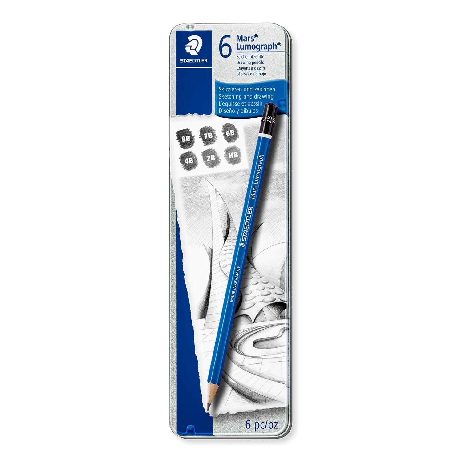Staedtler Blyertspenna Mars Lumograph Ass 6/fp