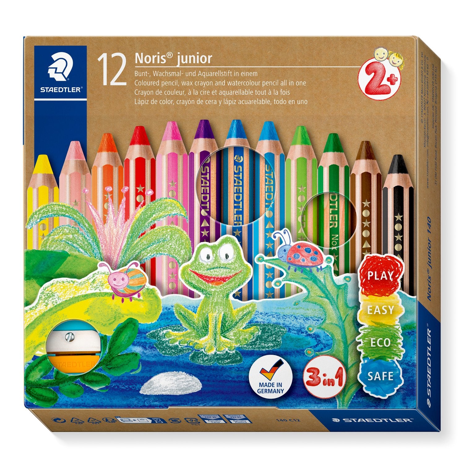Staedtler Färgblyertspenna Noris Junior Knubbis 3-i-1 12/fp