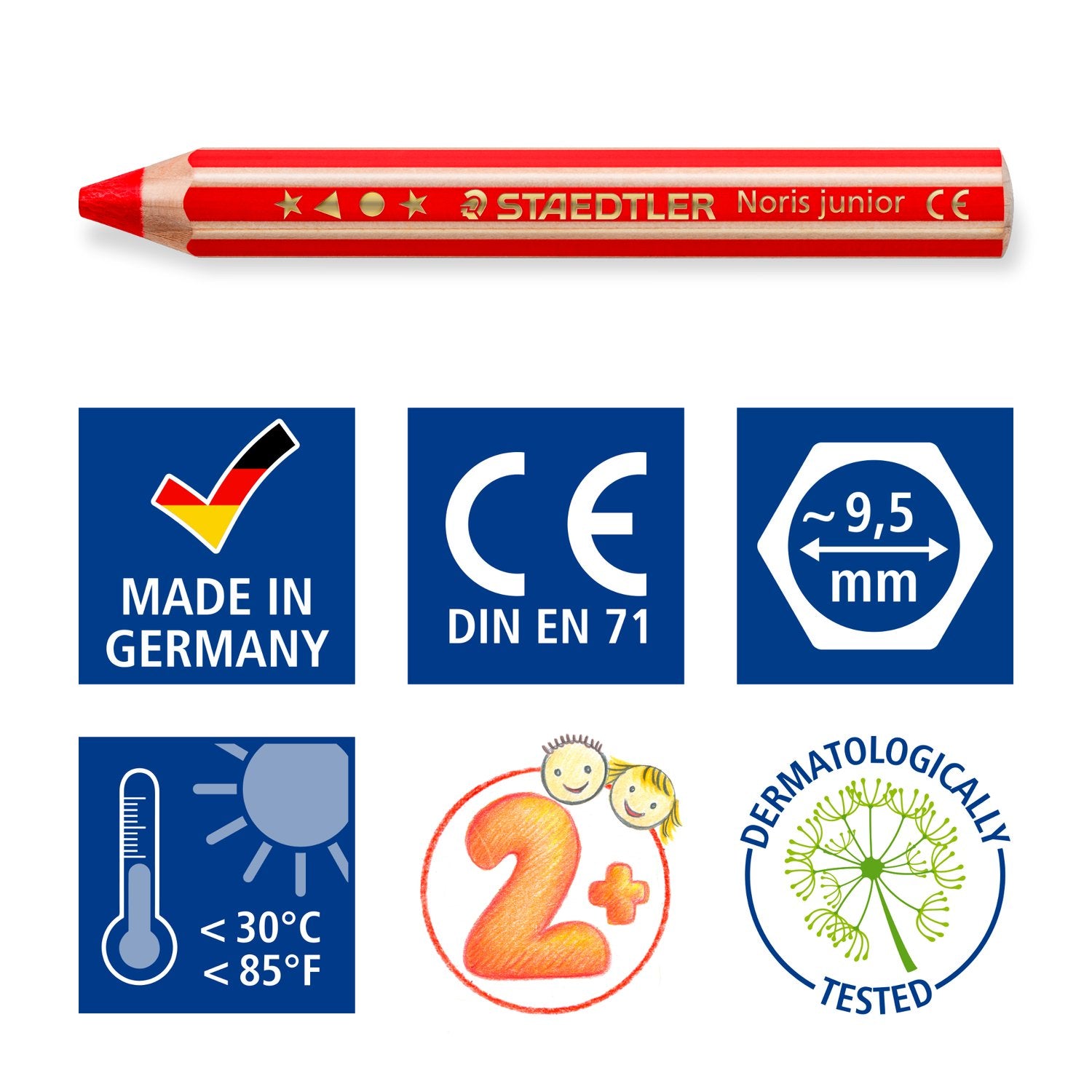 Staedtler Färgblyertspenna Noris Junior Knubbis 3-i-1 12/fp