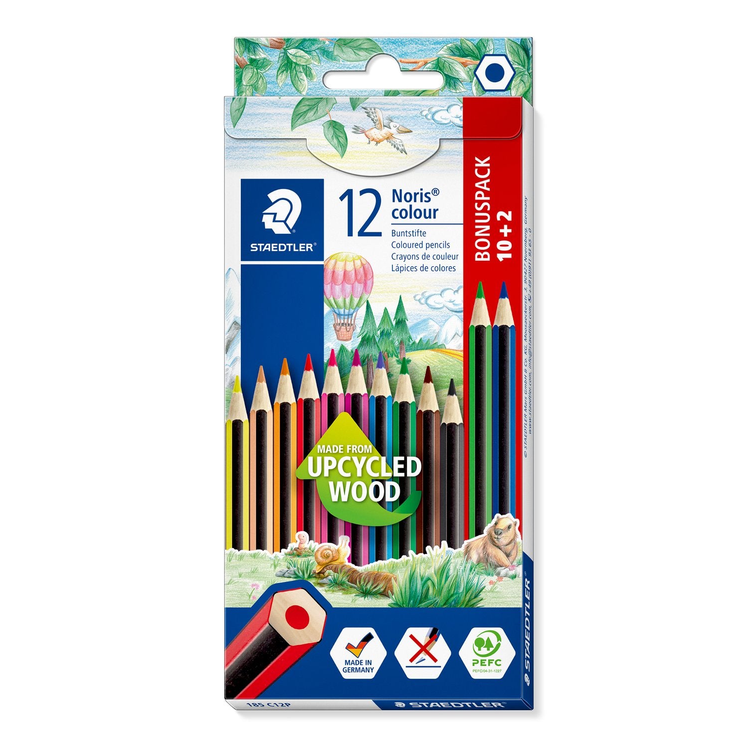 Staedtler Färgblyertspenna Noris Upcycled Wood Assorterade 10+2/fp