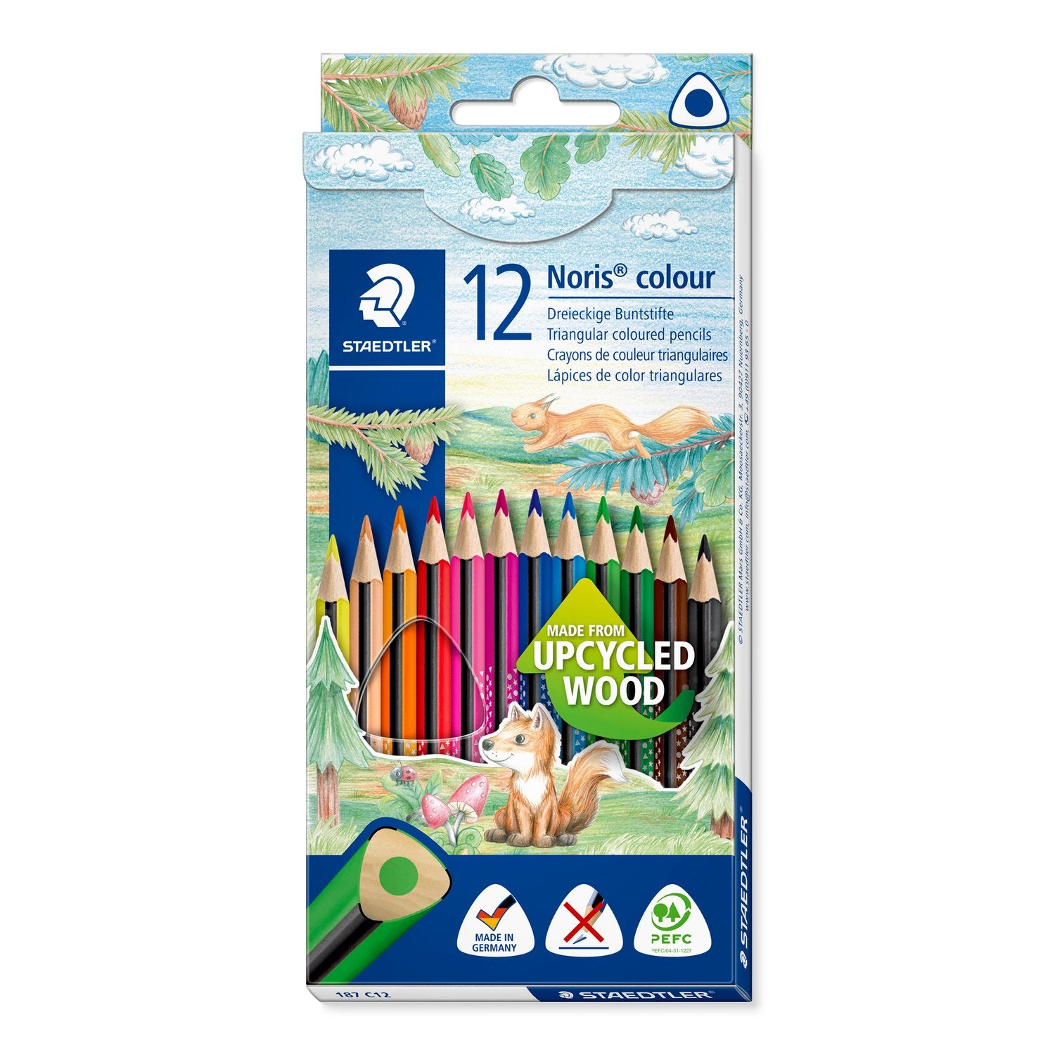 Staedtler Färgblyertspenna Noris Upcycled Wood Trekantig 12/fp