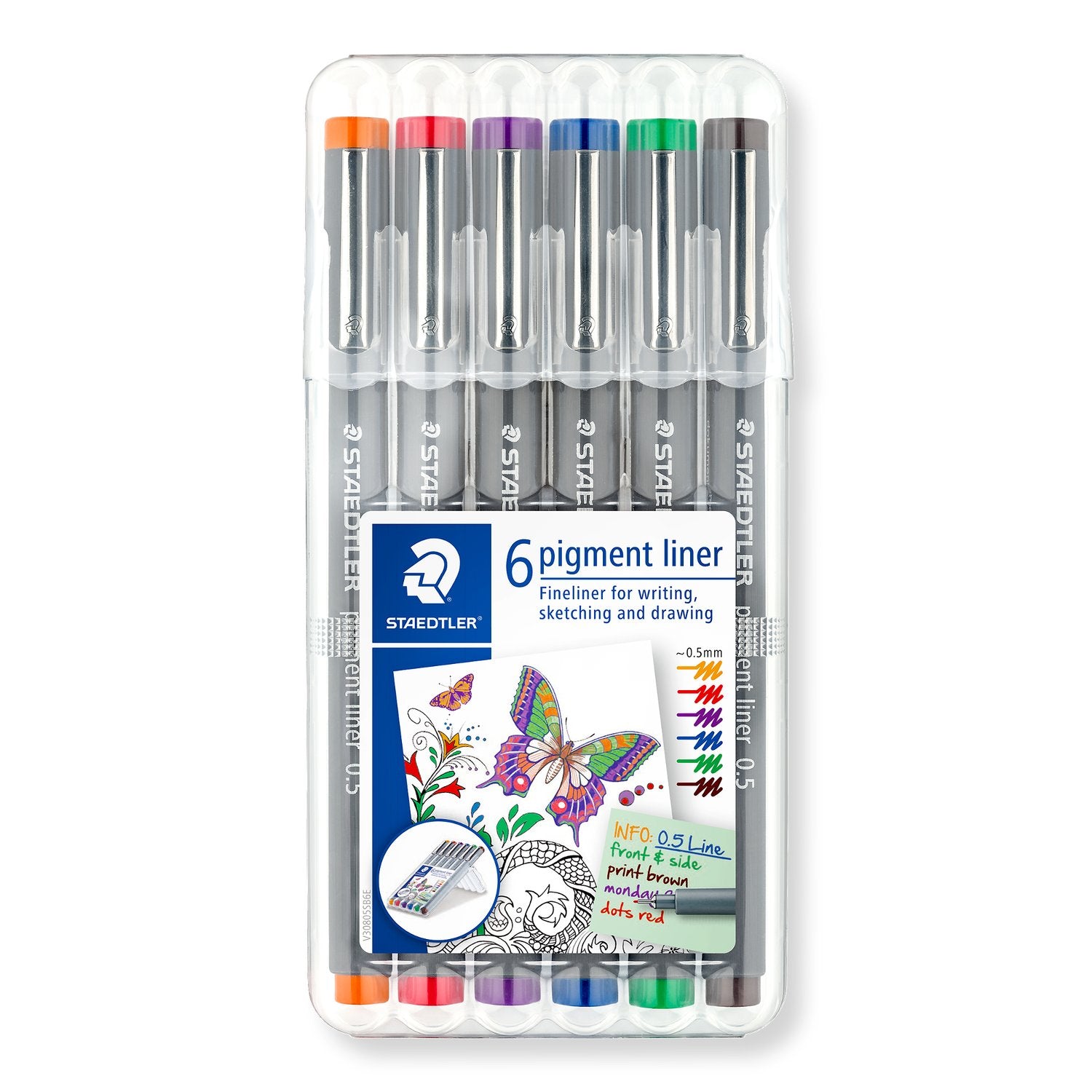Staedtler Fineliner Pigment Liner 0.5mm ass 6/fp