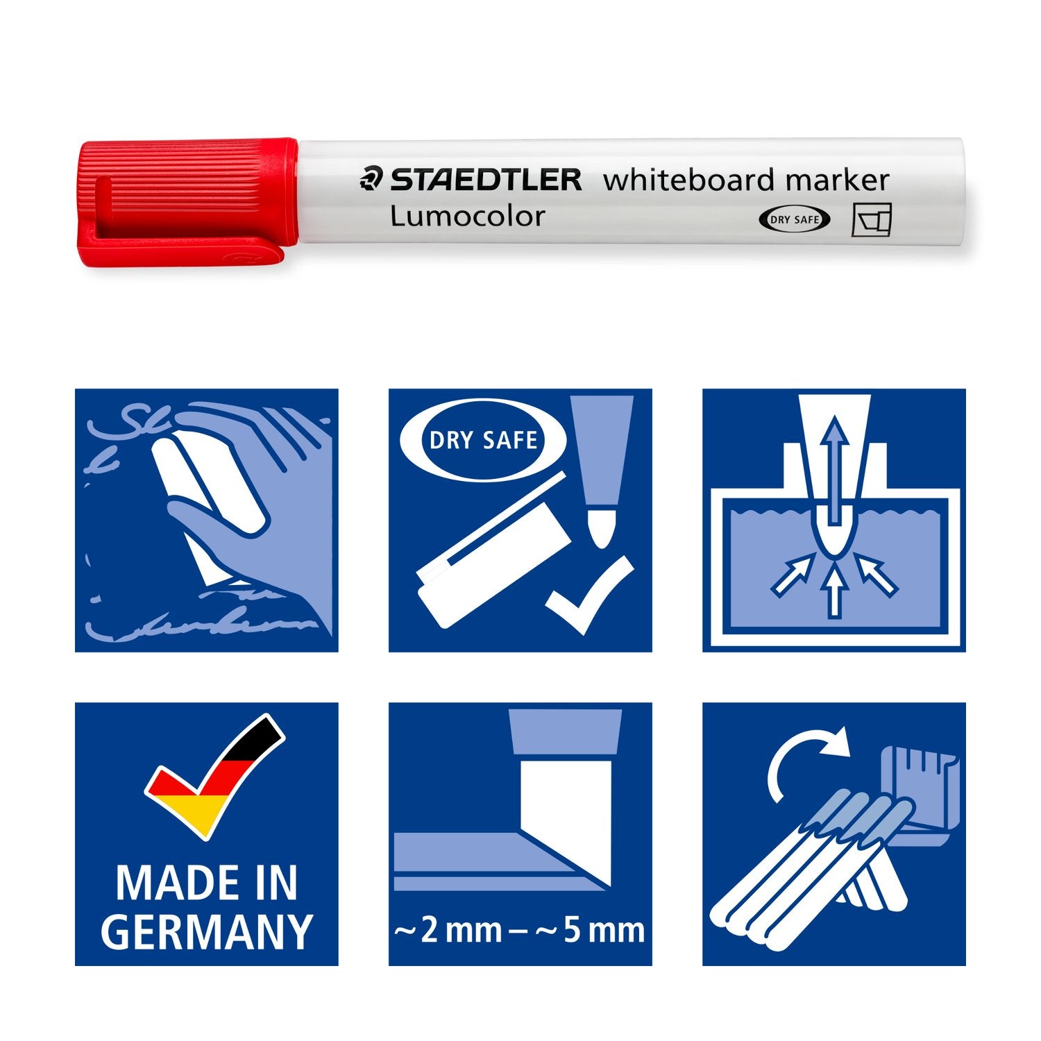 Staedtler WB-penna Lumocolor Sned Spets 2–5 mm Röd 10/fp