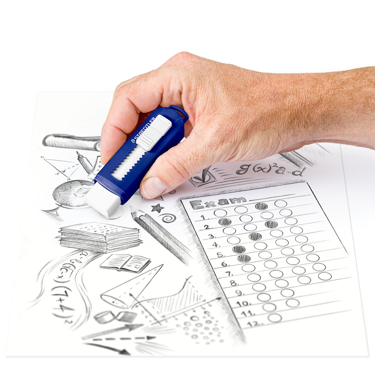 Staedtler Suddgummi PVC-fritt Med Frammatningsfunktion Blå/Vit 12/fp